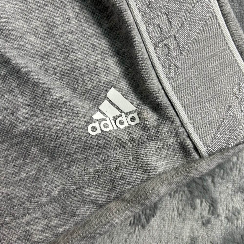 Adidas Women Shorts Gray Smocked Waist Athletic Logo Tape XS - Picture 2 of 7